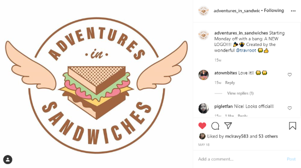 The Adventures In Sandwiches logo in context.